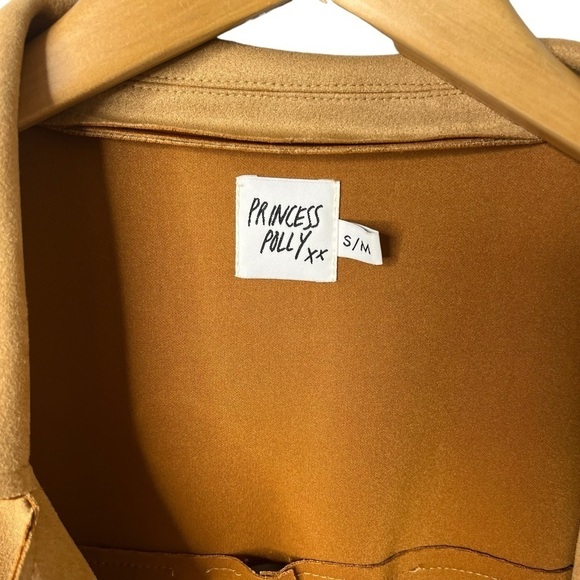 Princess Polly Faux Suede Open Front Jacket Tan Size S/M Shacket - Picture 7 of 8